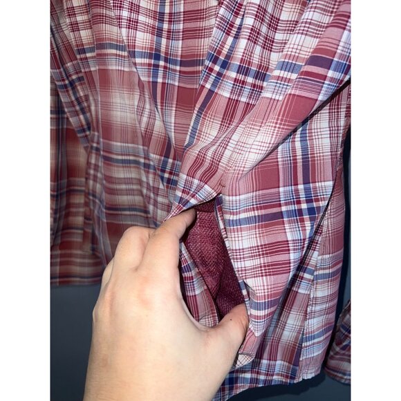 Women’s Duluth Trading Co Lightweight Maroon Plaid Vented ButtonUp Sz XS Outdoor - Picture 2 of 6